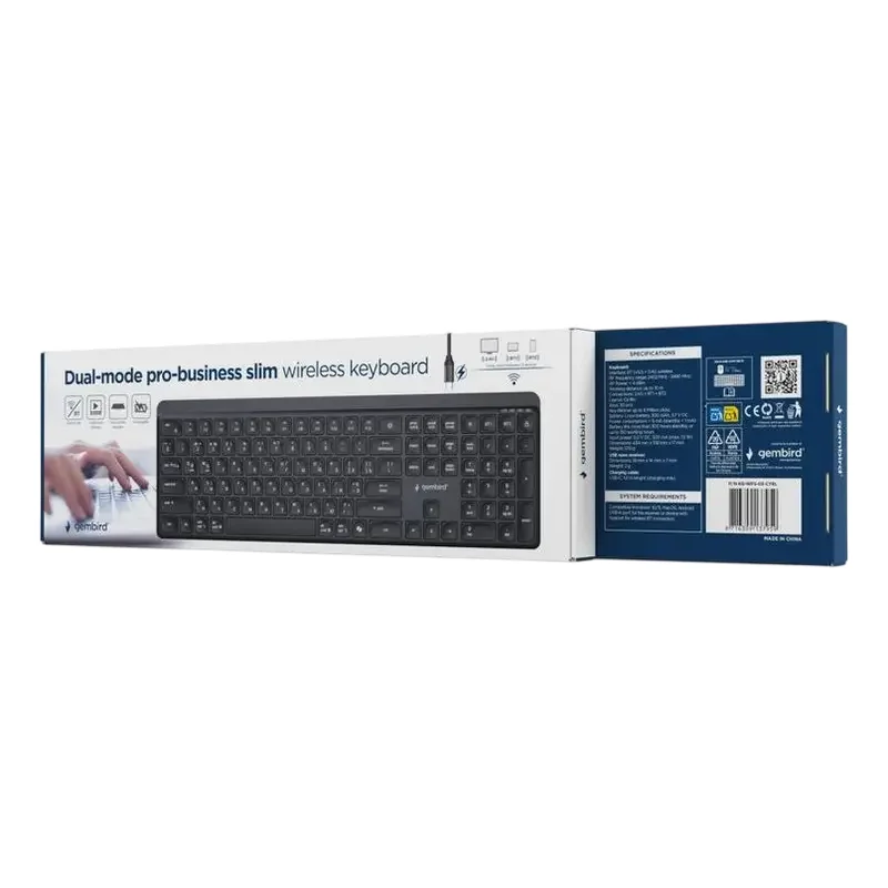 Wireless Keyboard Gembird Slim Pro Business KB-WPS-03-CYRL, Chocolate, 2.4Ghz, EN/RU, Black — foto 3