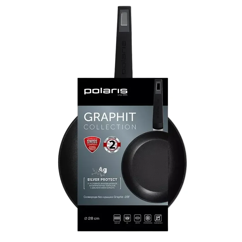 Сковорода Polaris Graphit-28F, 28см, Графитовый — foto 2
