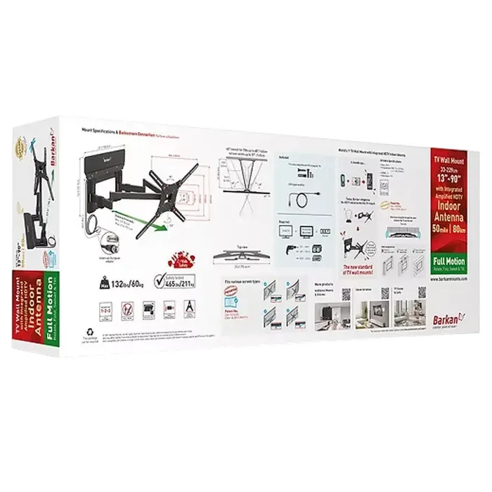 Wall Mount Barkan ''VTM464L'' Black 13"-90" Full Motion, max.60kg, VESA mm: up to 600x400mm — foto 5
