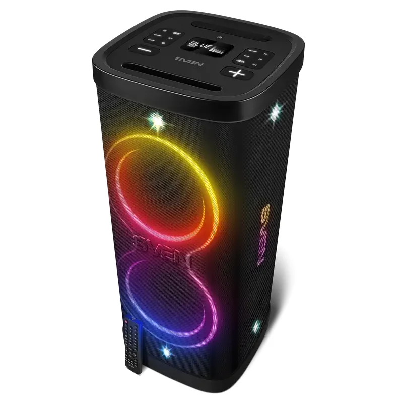 Partybox SVEN "PS-1250" 300W, TWS, IPx4, Bluetooth, FM, USB, microSD, LED-display, 13500mA*h, Black — foto 12