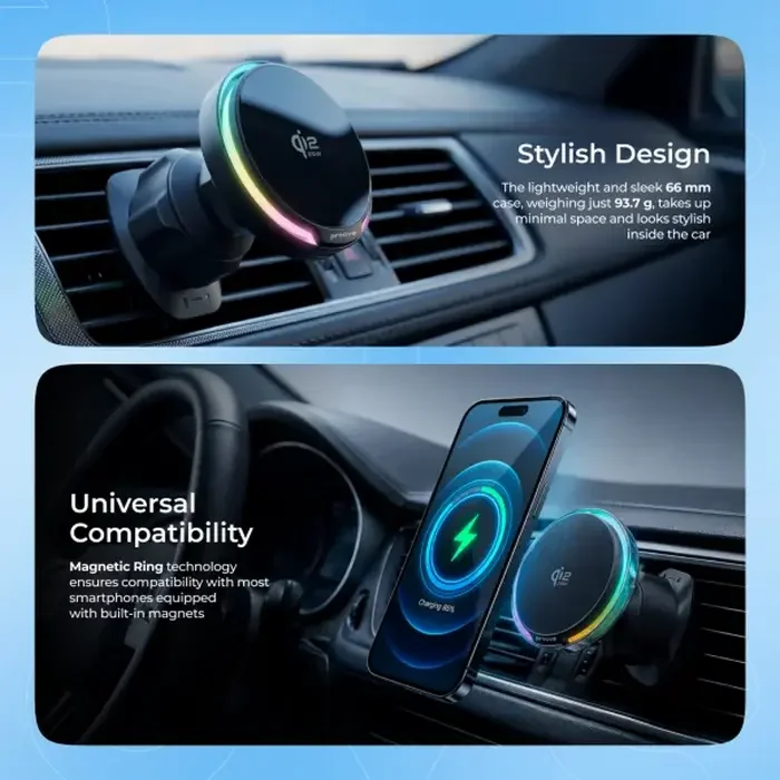 Car Mount With Wireless Charger Proove Spark Qi2.2 25W, Black — foto 3