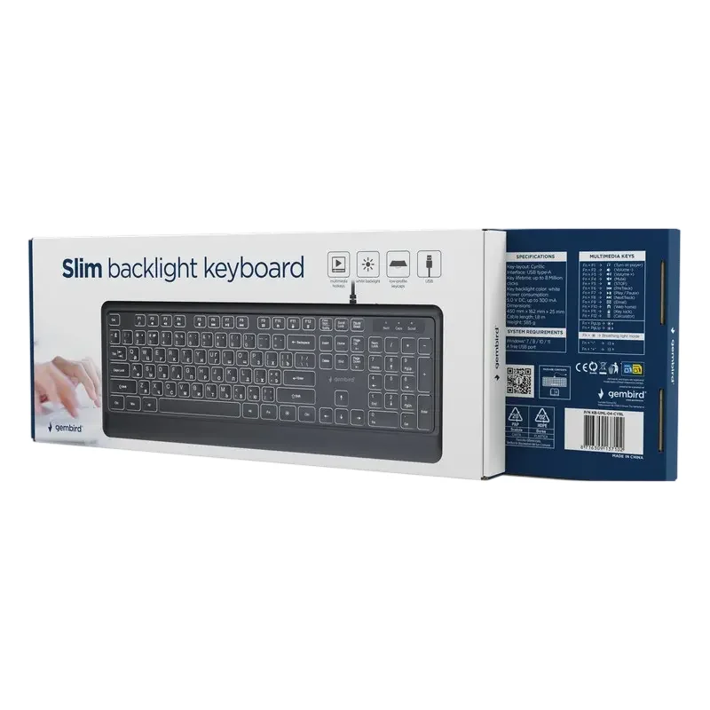Gaming Keyboard Gembird KB-UML-04-CYRL, US Layout, USB/3.5mm — foto 4