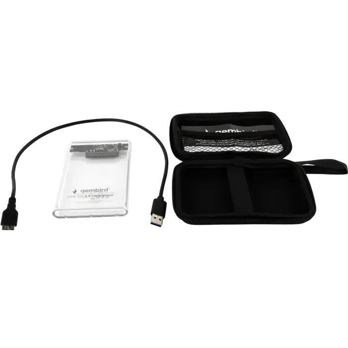 2.5" SATA HDD External Case (USB 3.0),  Transparent plastic, 9.5 mm, Gembird "EE2-U3S9-6" — foto 4