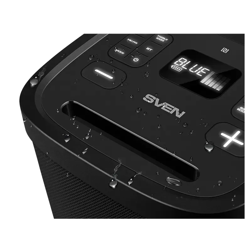 Partybox SVEN "PS-1250" 300W, TWS, IPx4, Bluetooth, FM, USB, microSD, LED-display, 13500mA*h, Black — foto 14