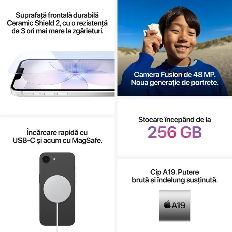 Smartphone Apple iPhone 17e, 8GB/256GB, Black — foto 3