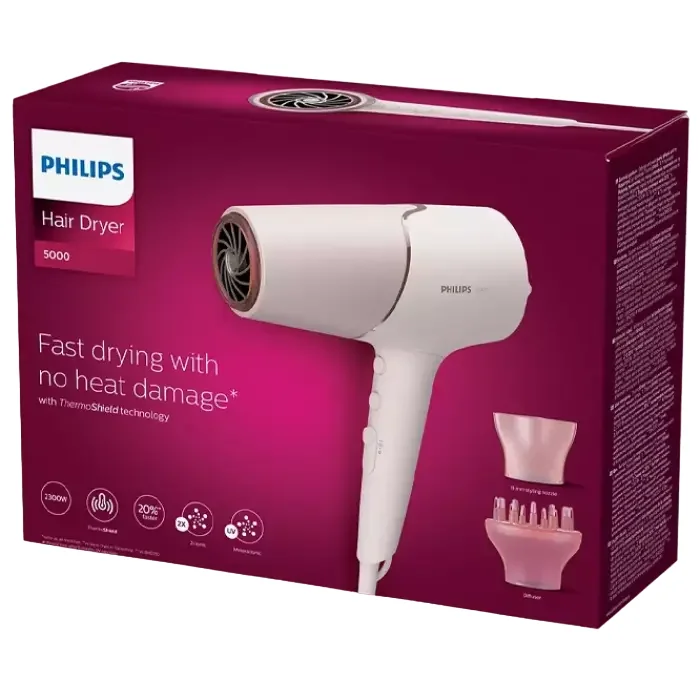 Uscător de păr Philips BHD530/00, 2300W, Piersica perla — foto 4
