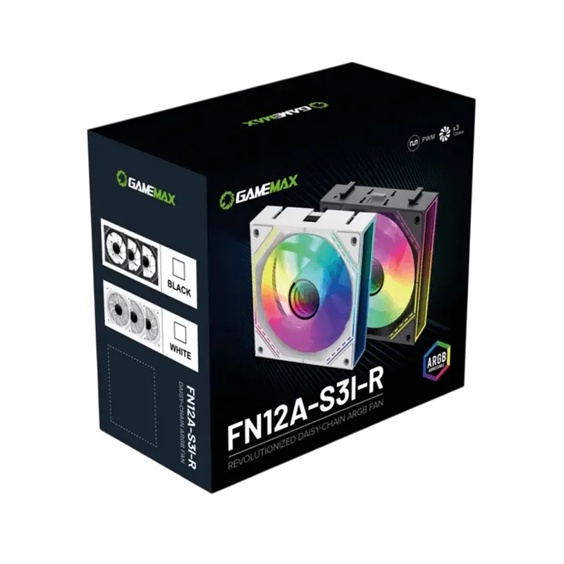 PC Case Fan GAMEMAX FN12A-S3I-R, Reversed, 3xARGB Fan Kit, 120mm, <31.62dB, 49.54CFM, 800-1600RPM, H — foto 11