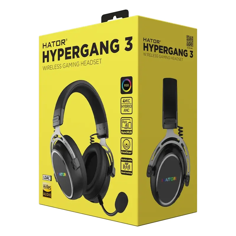 Gaming Headsets HATOR Hypergang 3, Wireless, Black — foto 2