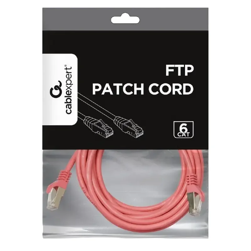 Патч-корд Cablexpert PP6-5M/RO, Cat6 FTP , 5м, Розовый — foto 3