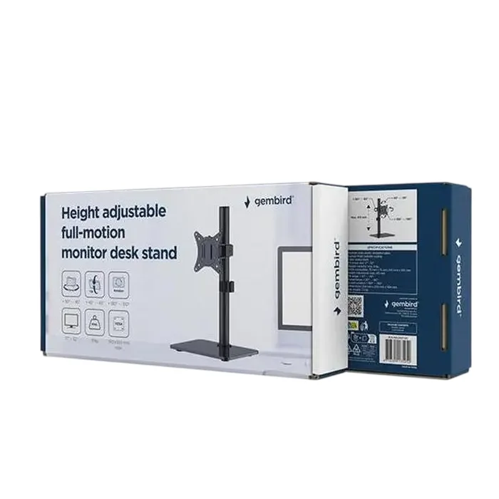 Table/desk stand for  1-monitor Gembird MS-D1ST-03, 17"-32", max.9kg,  VESA: 75x75, 100x100 — foto 3