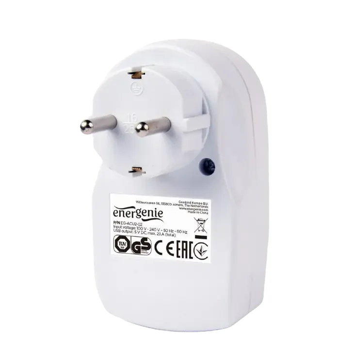 Wall Charger Energenie EG-ACU2-02, , White — foto 2