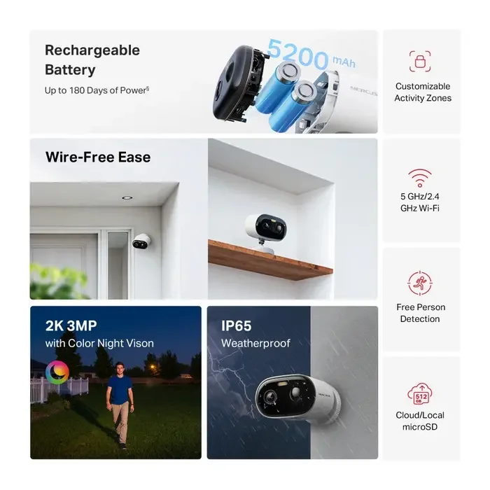 Mercusys Outdoor  MC410, 3Mpix, IP65, Battery Powered Security Camera — foto 5