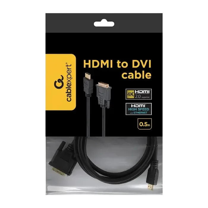 Cable HDMI to DVI  1.8m Cablexpert, male-male, GOLD, 18+1pin single-link, CC-HDMI-DVI-6 — foto 2