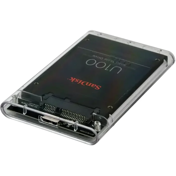 2.5" SATA HDD External Case (USB 3.0),  Transparent plastic, 9.5 mm, Gembird "EE2-U3S9-6" — foto 3