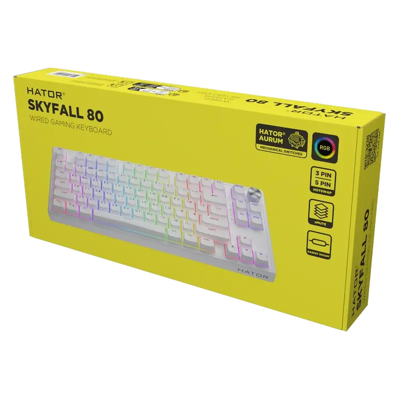 Tastatură HATOR Skyfall 80, Cu fir, Alb — foto 2