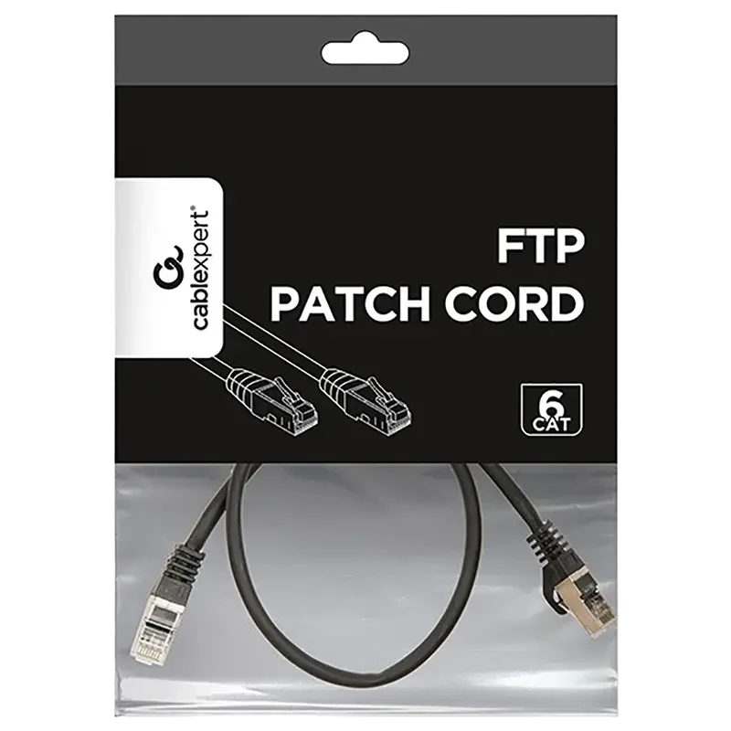Patch Cord Cat.6/FTP,    0.5m, Black, PP6-0.5M/BK, Cablexpert — foto 3