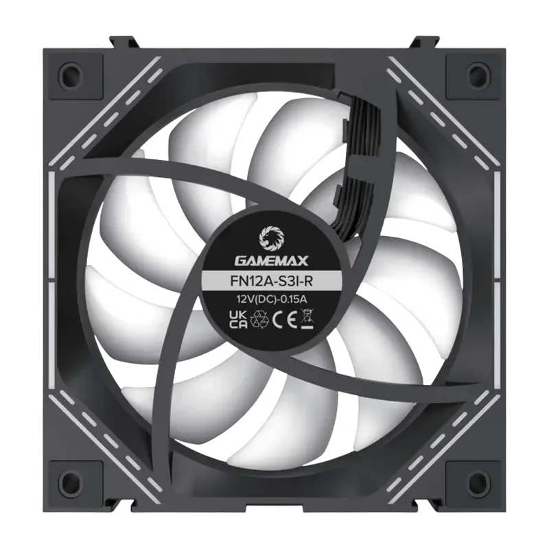 PC Case Fan GAMEMAX FN12A-S3I-R, Reversed, 3xARGB Fan Kit, 120mm, <31.62dB, 49.54CFM, 800-1600RPM, H — foto 13