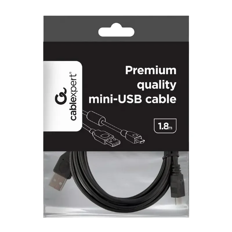 Cable USB, A-plug MINI 5PM, 1.8 m, USB2.0   Premium quality with ferrite core, CCF-USB2-AM5P-6 — foto 4