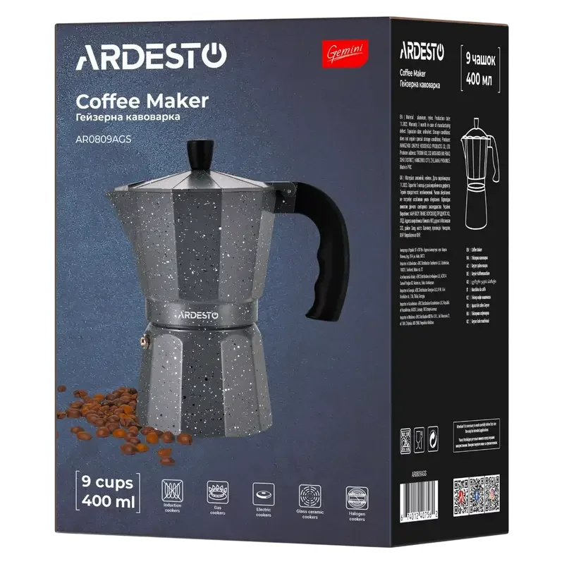 Cafetieră gheizer Ardesto AR0809AGS, Gri — foto 3