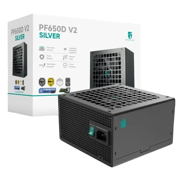 Power Supply ATX 650W Deepcool PF650D V2, 80+ Silver, 120mm, Active PFC, DC/DC, ATX 3.1, Flat cable — foto 2