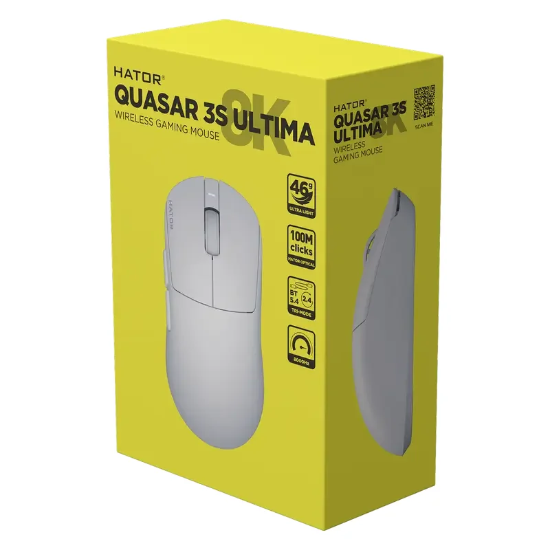 Mouse HATOR Quasar 3S Ultima 8K, Alb — foto 6