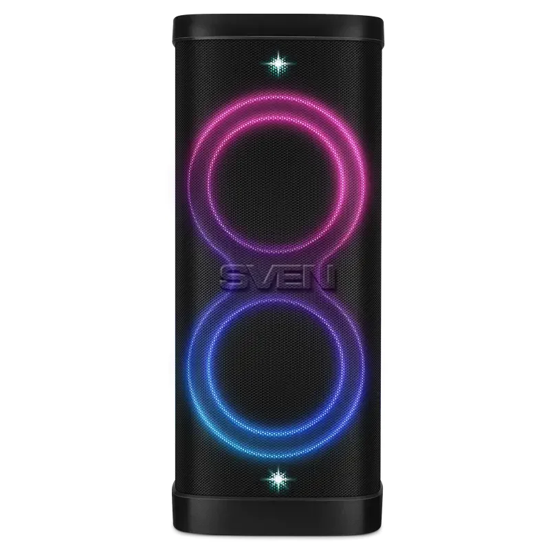 Partybox SVEN "PS-1250" 300W, TWS, IPx4, Bluetooth, FM, USB, microSD, LED-display, 13500mA*h, Black — foto 6