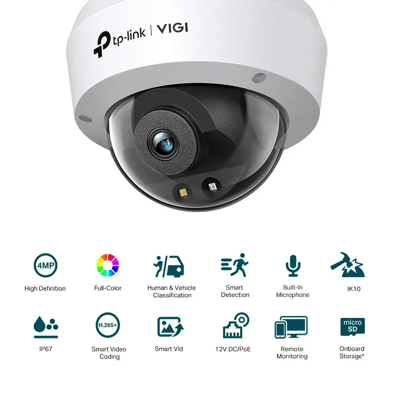 TP-Link Dome Outdoor Network Camera,"VIGI C240", 2.8mm, 4MP, IK10, IP67, PoE — foto 2