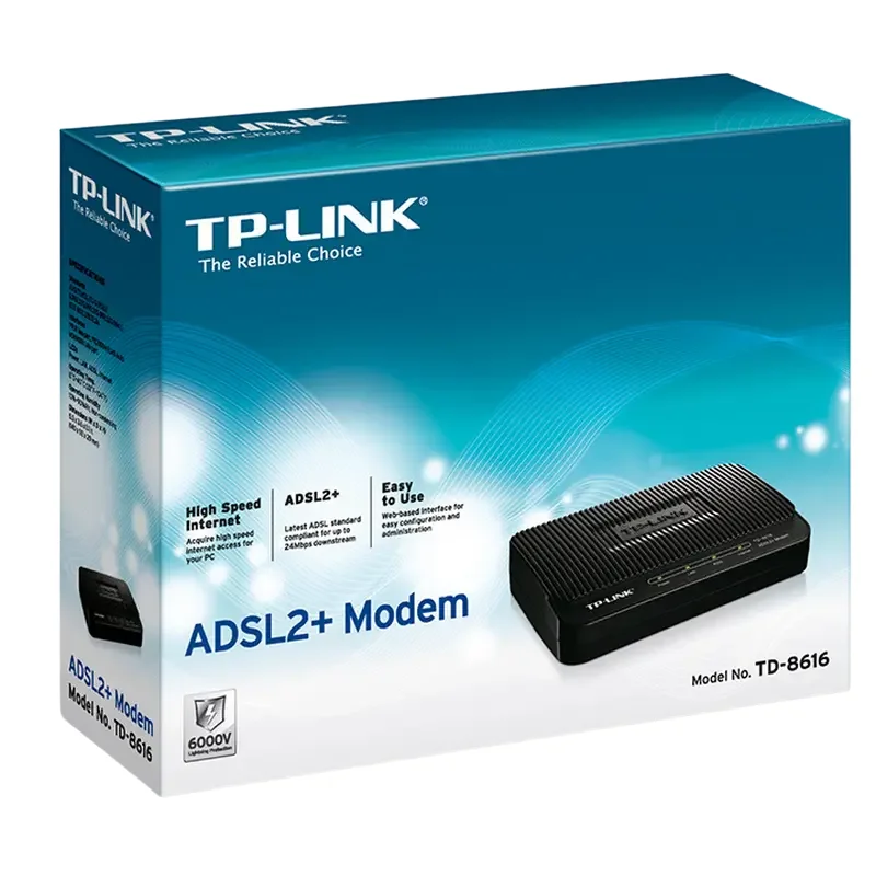 Modem ADSL TP-LINK TD-8616, ADSL/ADSL2/ADSL2 + până la 24 Mbps, Negru — foto 4