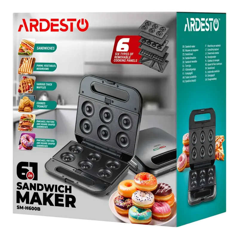 Multifunction Sandwich-Maker Ardesto SM-H600B, Black — foto 3