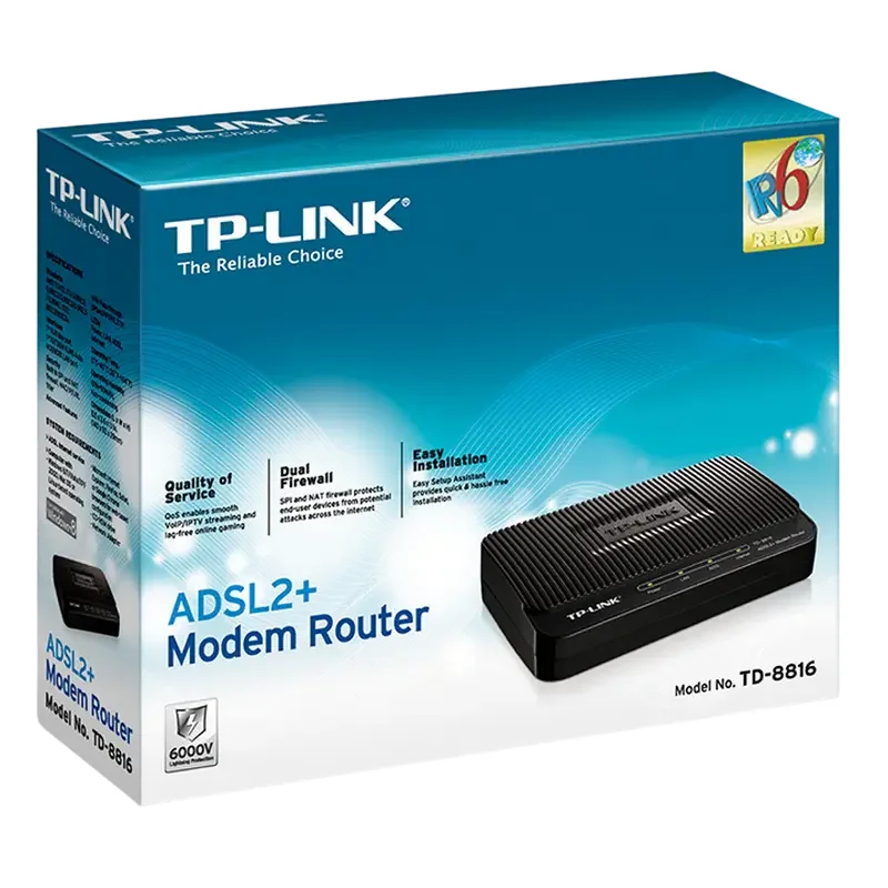 Modem ADSL TP-LINK TD-8816, ADSL/ADSL2/ADSL2 + până la 24 Mbps, Negru — foto 4