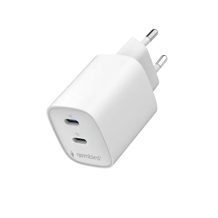 2-port 45 W2xUSB-C fast charger, White, Gembird TA-UC-2C-PD45-01-W — foto 5