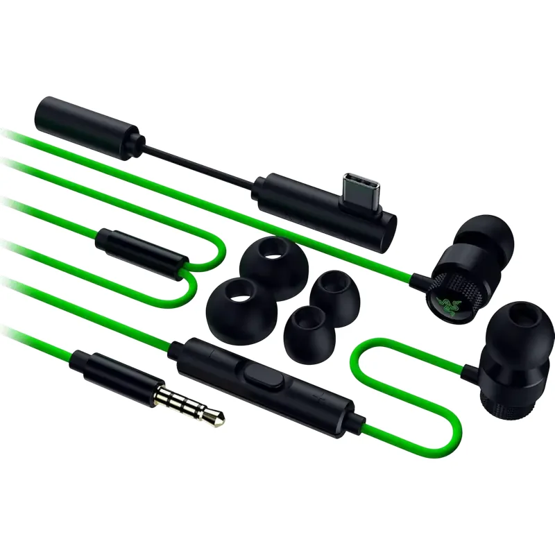 Gaming Headsets Razer Hammerhead V3, Wired Analog, Black | Green — foto 4
