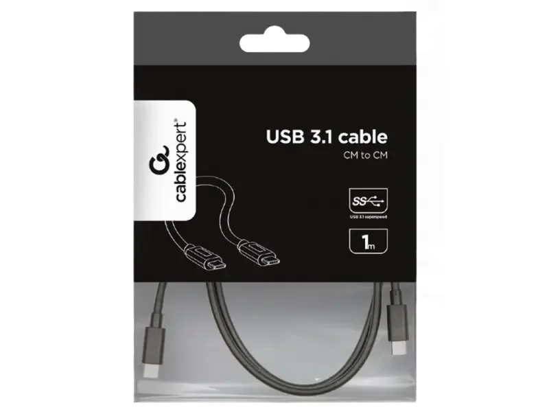 Кабель для зарядки и синхронизации Cablexpert CCP-USB3.1-CMCM-1M, USB Type-C/USB Type-C, 1м, Чёрный — foto 4