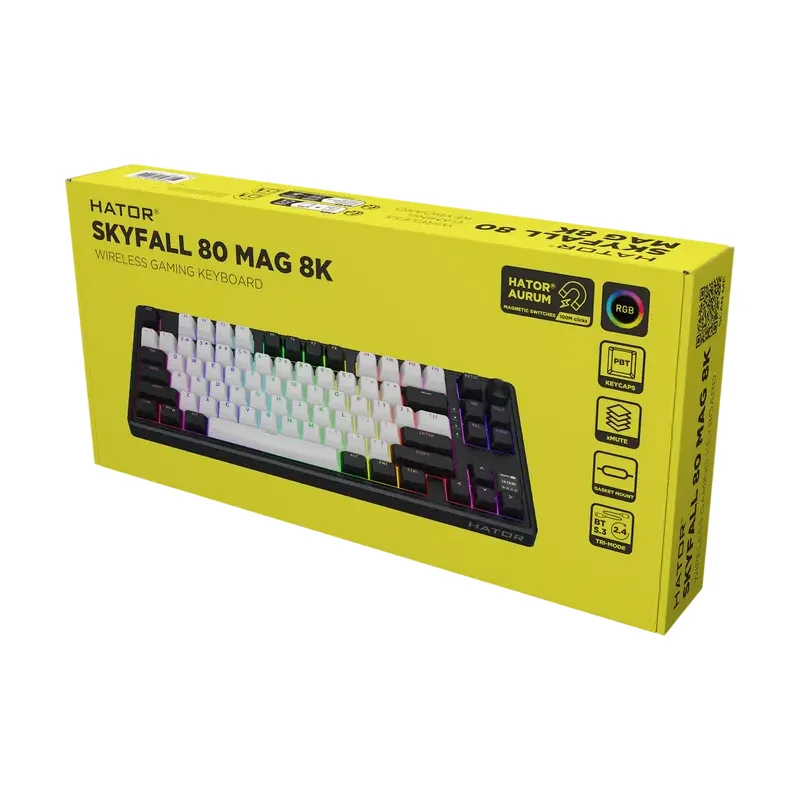 Tastatură HATOR Skyfall 80 MAG ULTIMA 8K, Cu fir / Fără fir, Negru | Alb — foto 3