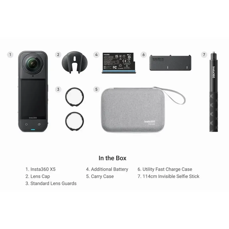 Cameră Video Sport Insta360 X5 Essentials Bundle, Negru — foto 5