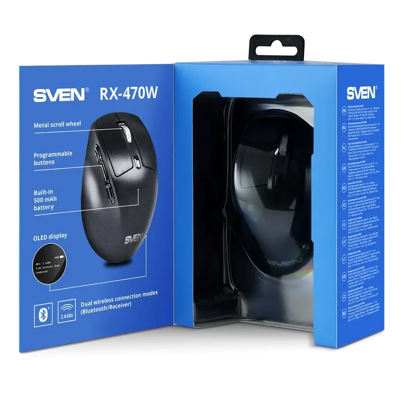Mouse Wireless SVEN RX-470W, Negru — foto 5