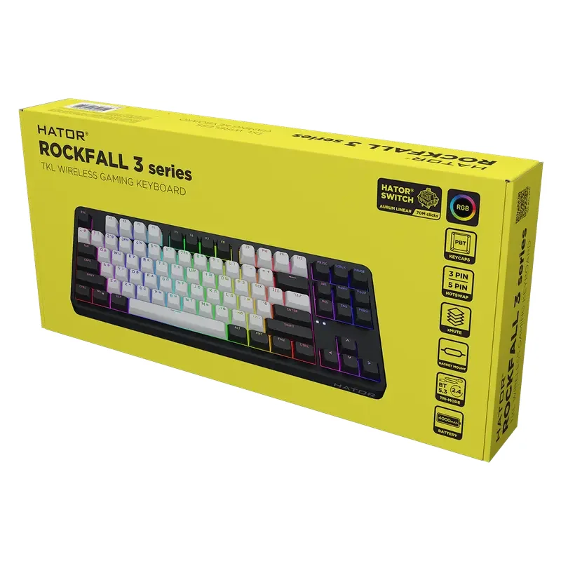 Keyboard HATOR Rockfall 3 TKL, Wired / Wireless, Black — foto 6