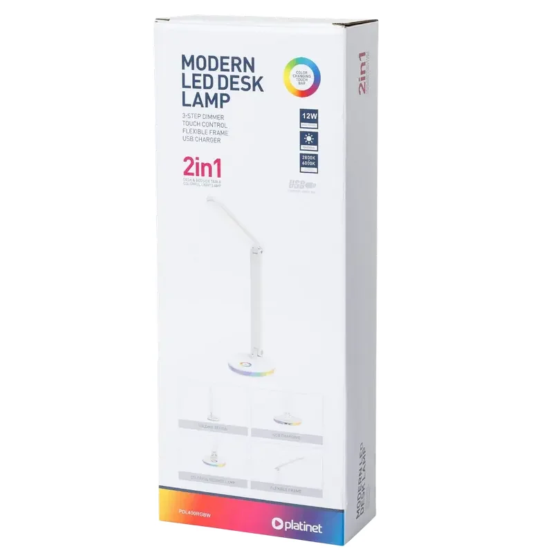 Lampa de birou Platinet PDL400RGB, Alb — foto 5
