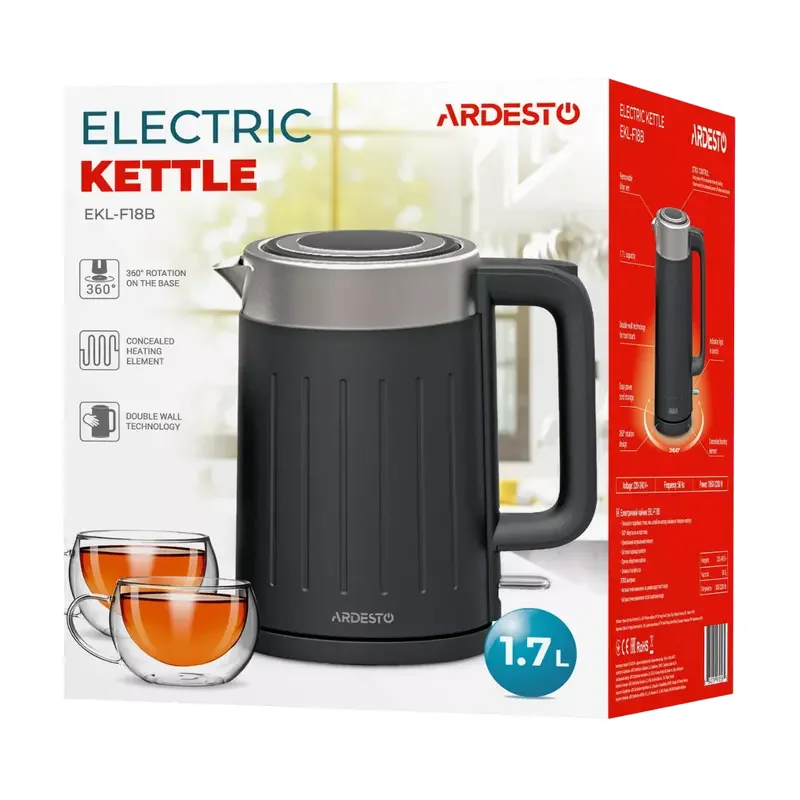 Fierbător electric Ardesto EKL-F18B, Negru — foto 5