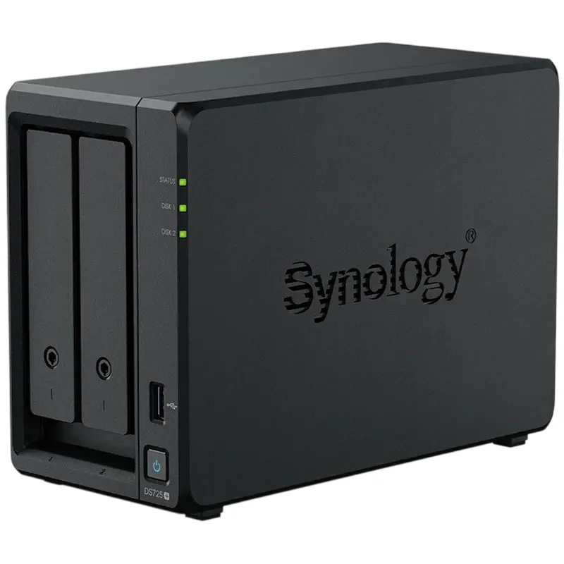 SYNOLOGY  "DS725+", 2-bay, AMD Ryzen 2-core 2.6-3.1Ghz, 1x4Gb+1Slot, 1x2.5GbE, 1x1GbE, 2xM.2 NVMe