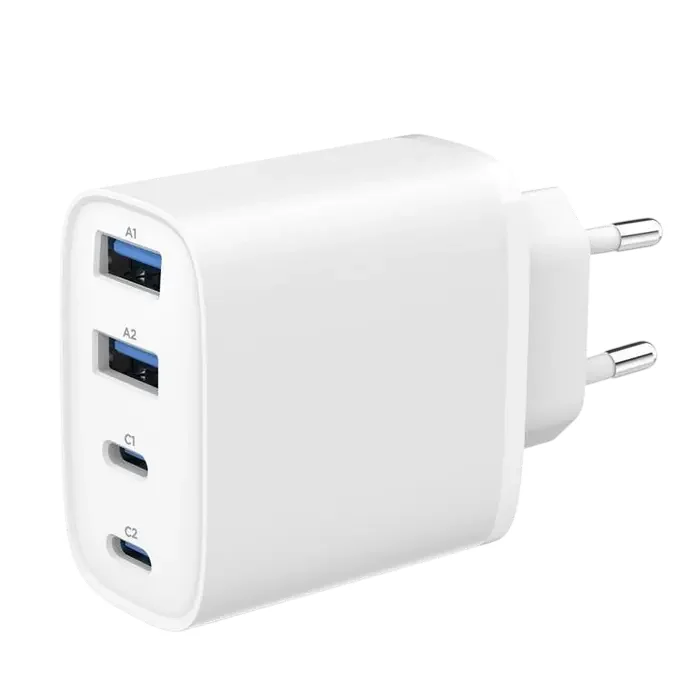 4-port 40 W GaN 2xUSB-C/2xUSB-A fast charger, White, Gembird TA-UC-2A2C-PD40-01-W