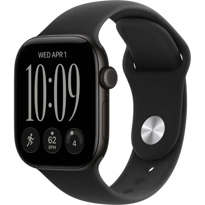 Apple Watch Series 12 GPS, 42mm Black Aluminium Case with Black Sport Band - S/M MJEA4