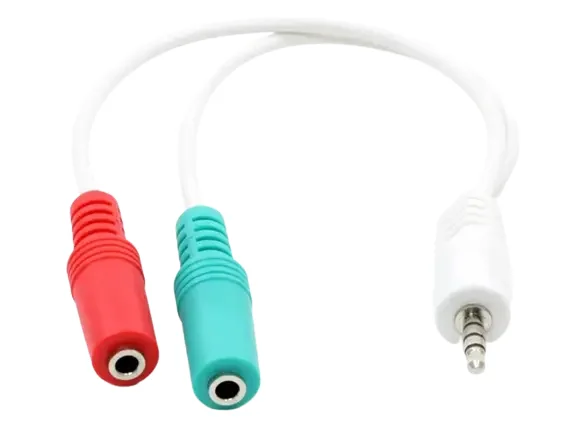 Audio Adaptor Cablexpert CCA-417W, 3.5mm 4-pin (M) - 2x 3.5mm 3-pin (F), 0,2m, Alb