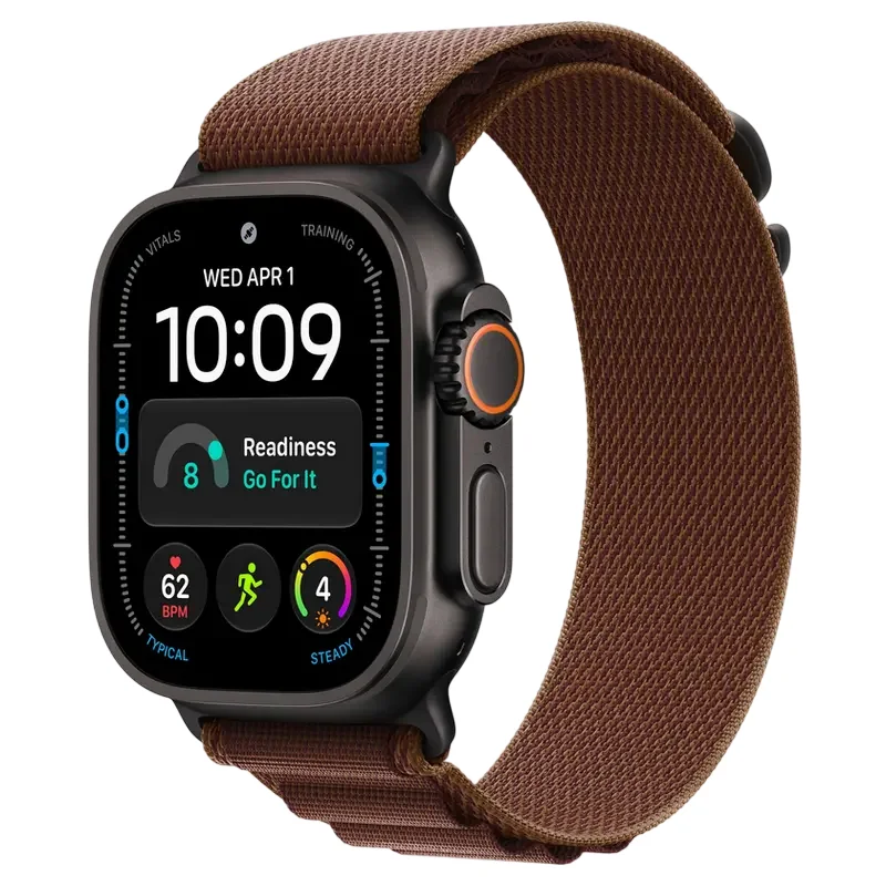 Apple Watch Ultra 4 GPS + Cellular, 49mm Black Titanium Case with Burgundy Alpine Loop - L MJC24