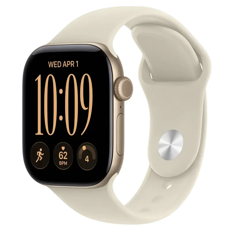 Apple Watch Series 12 GPS, 42mm Light Gold Aluminium Case with Sand Sport Band - M/L MJEE4