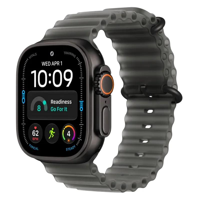 Apple Watch Ultra 4 GPS + Cellular, 49mm Black Titanium Case with Translucent Black Ocean Band MJAY4