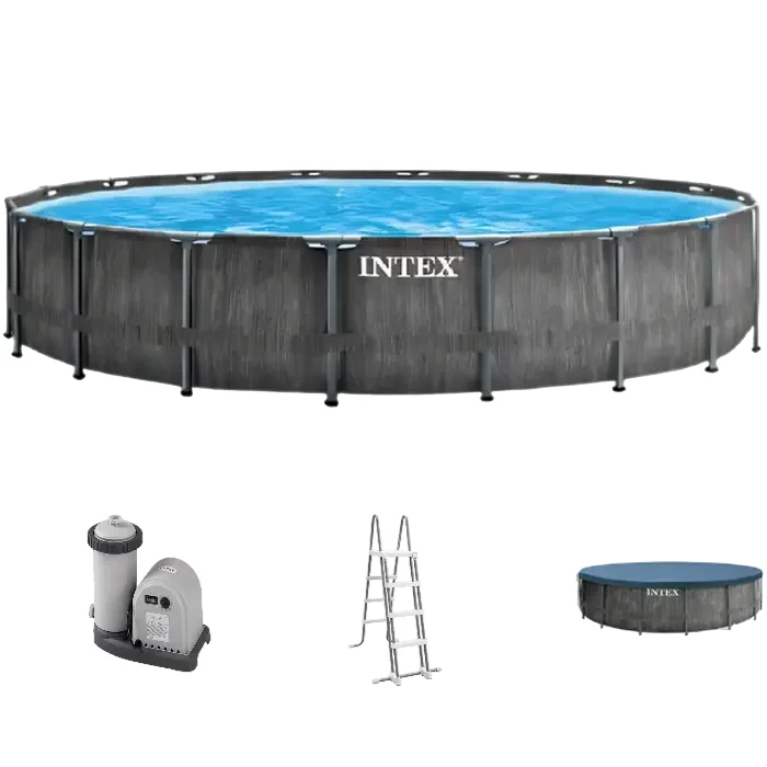 Каркасный бассейн Intex GreyWood Premium, 24311л, Тёмно-серый, 26744