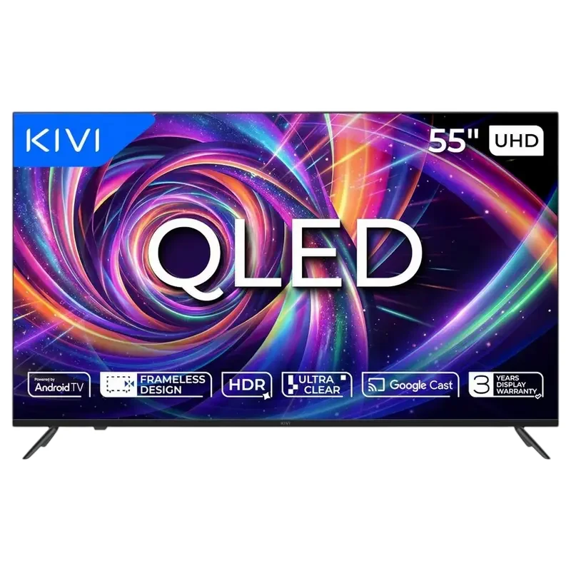 55" LED SMART TV KIVI 55U7000MB, QLED, 4K UHD, Android TV, Black