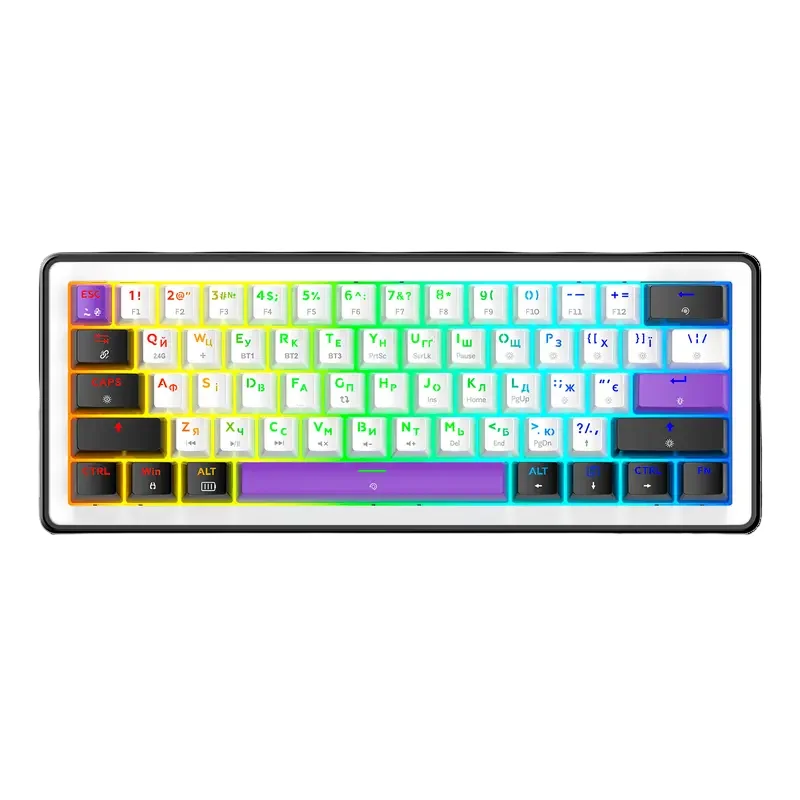 Клавиатура HATOR Hellyberry HK60 Wireless, Проводное / беспроводное, Белый
