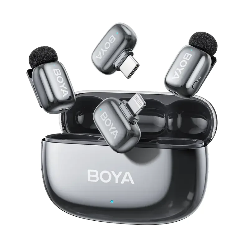 Портативный записывающий микрофон Boya mini 2-01, Беспроводной, Серый